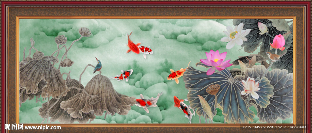 荷花鲤鱼图