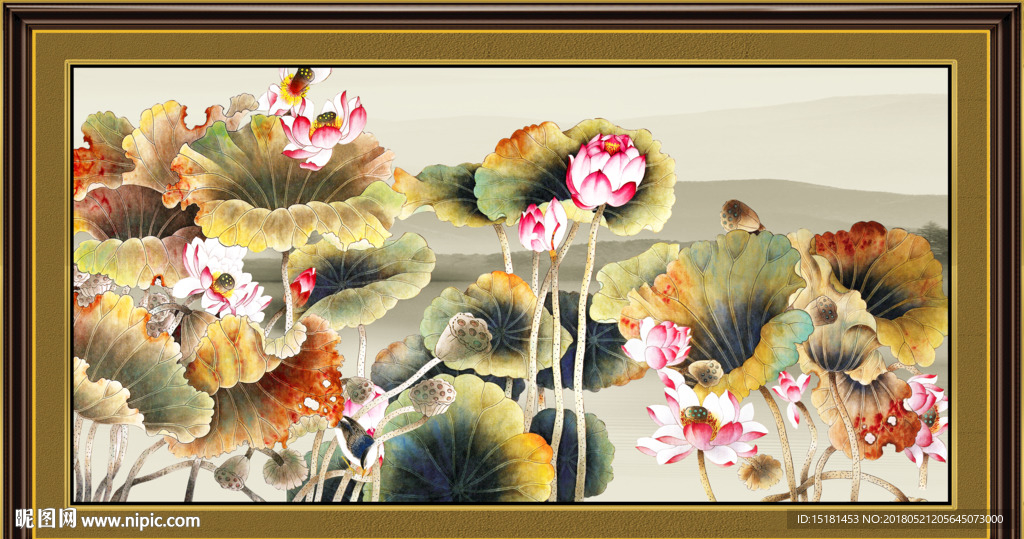 国画荷花