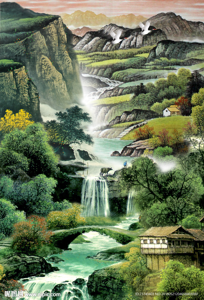 山水国画玄关