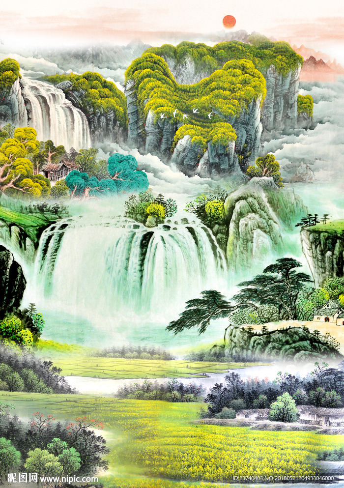 山水国画玄关