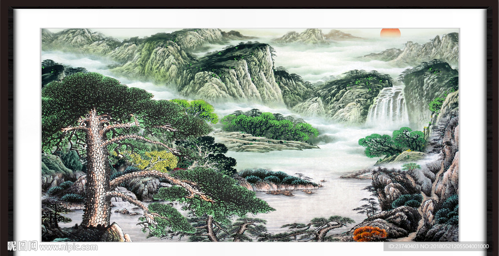 国画迎客松