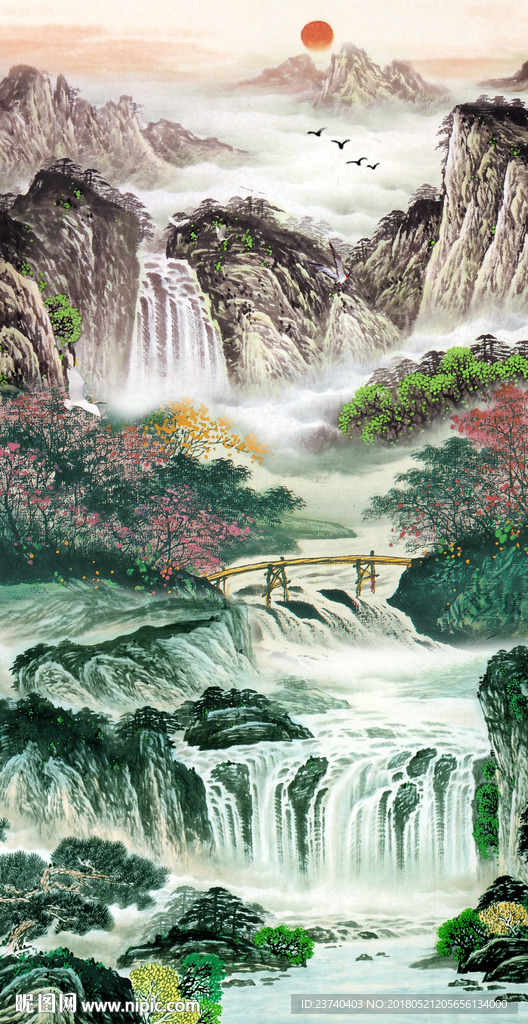 山水国画玄关