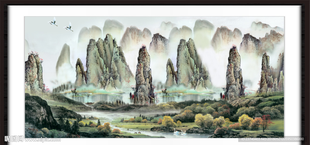 桂林山水国画