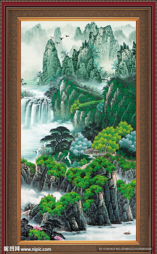 竖幅国画山水
