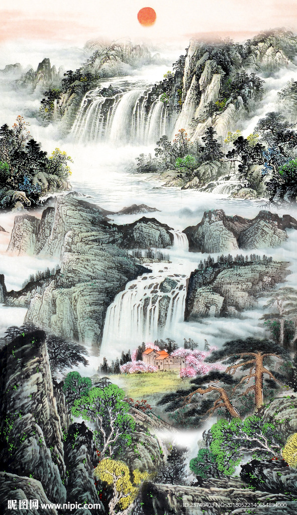 山水国画玄关