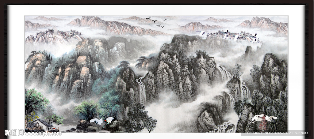 山水国画水墨