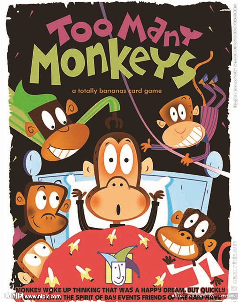 卡通猴子 印花图案 PSD分层