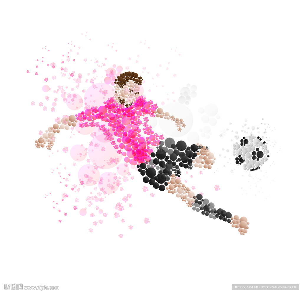 墨点效果足球运动员插画设计AI