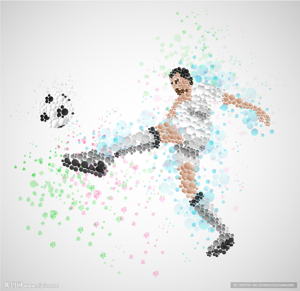 水墨效果足球运动员插画设计AI