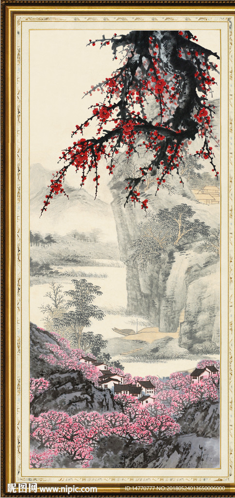 国画风景 一枝梅