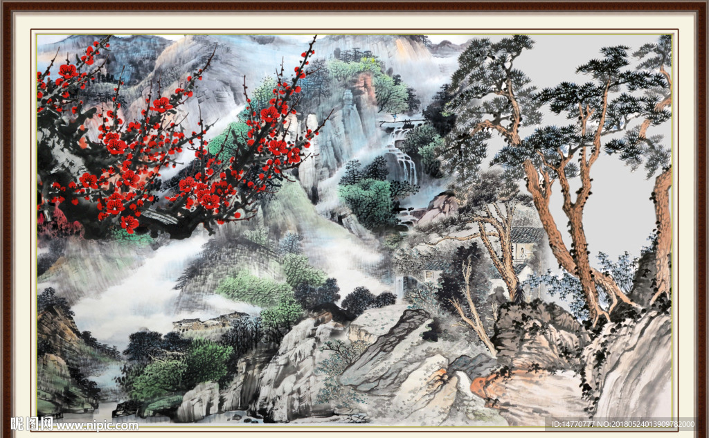 国画风景 一枝梅
