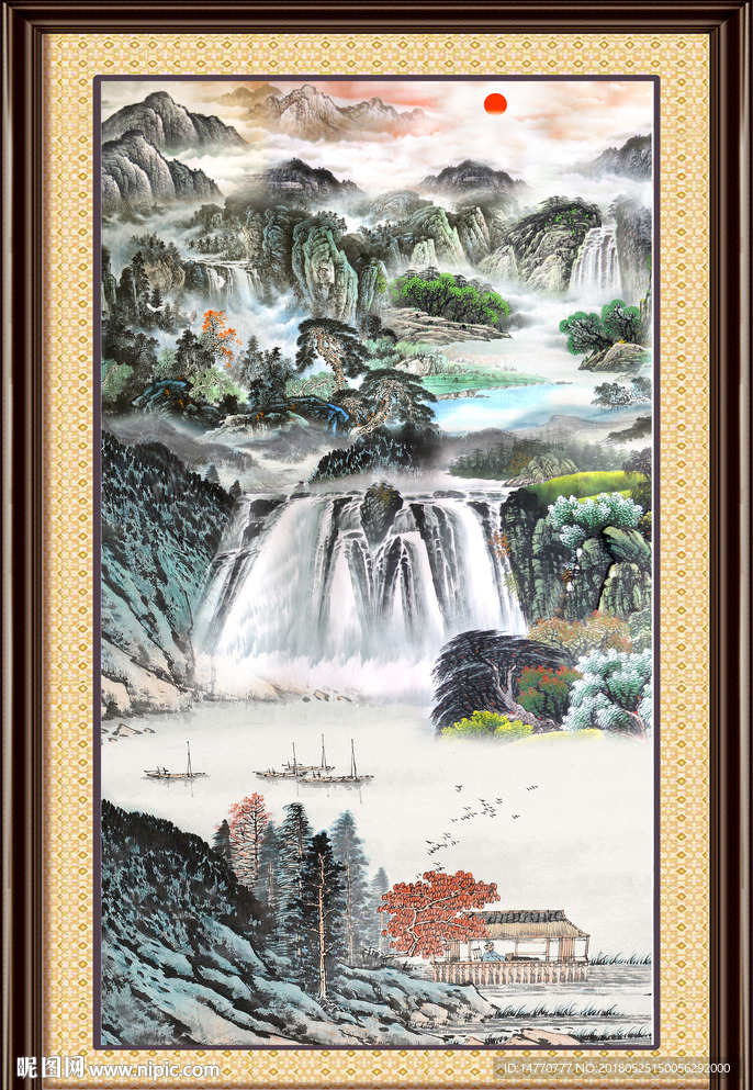 旭日东升 山水国画