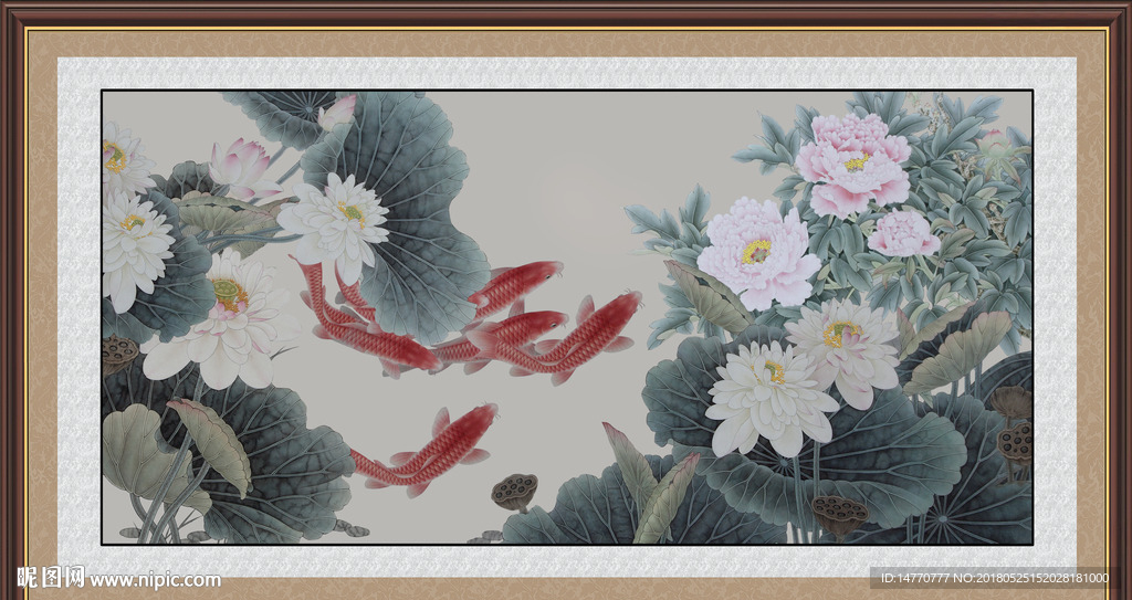荷花鲤鱼图