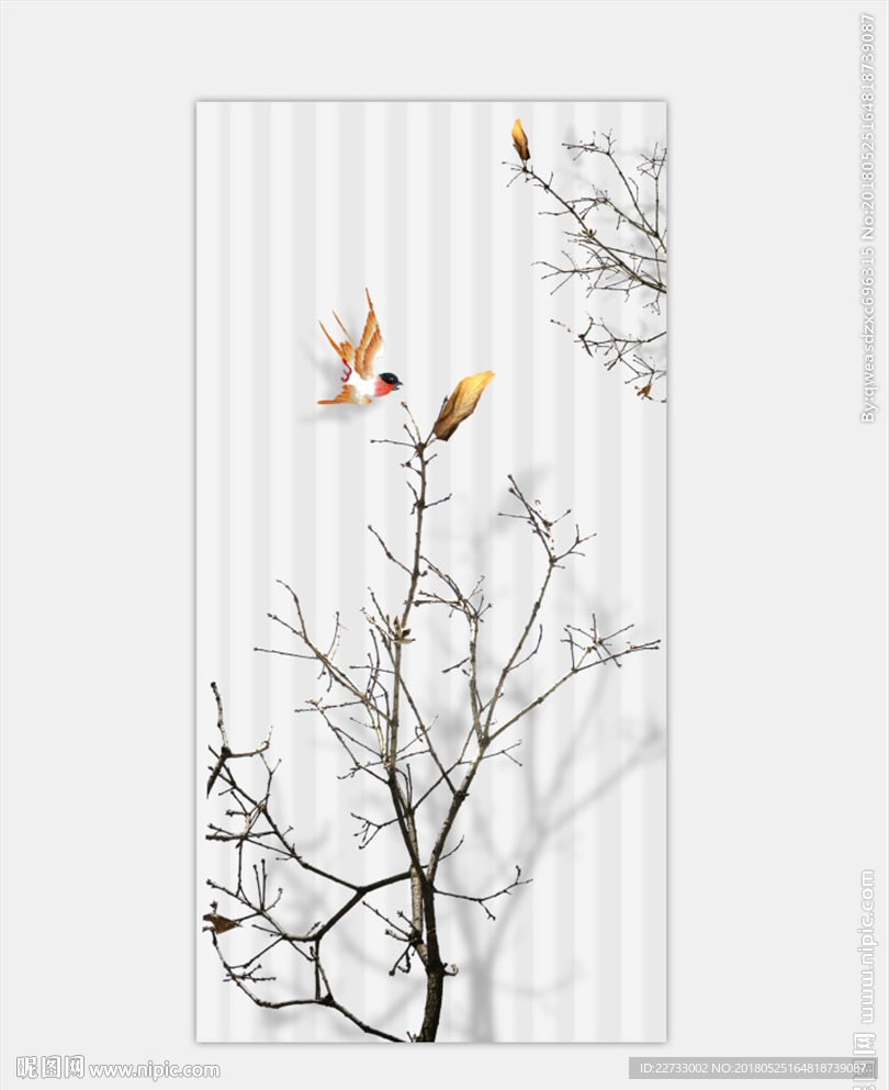 现代玄关画干树枝玄关装饰画