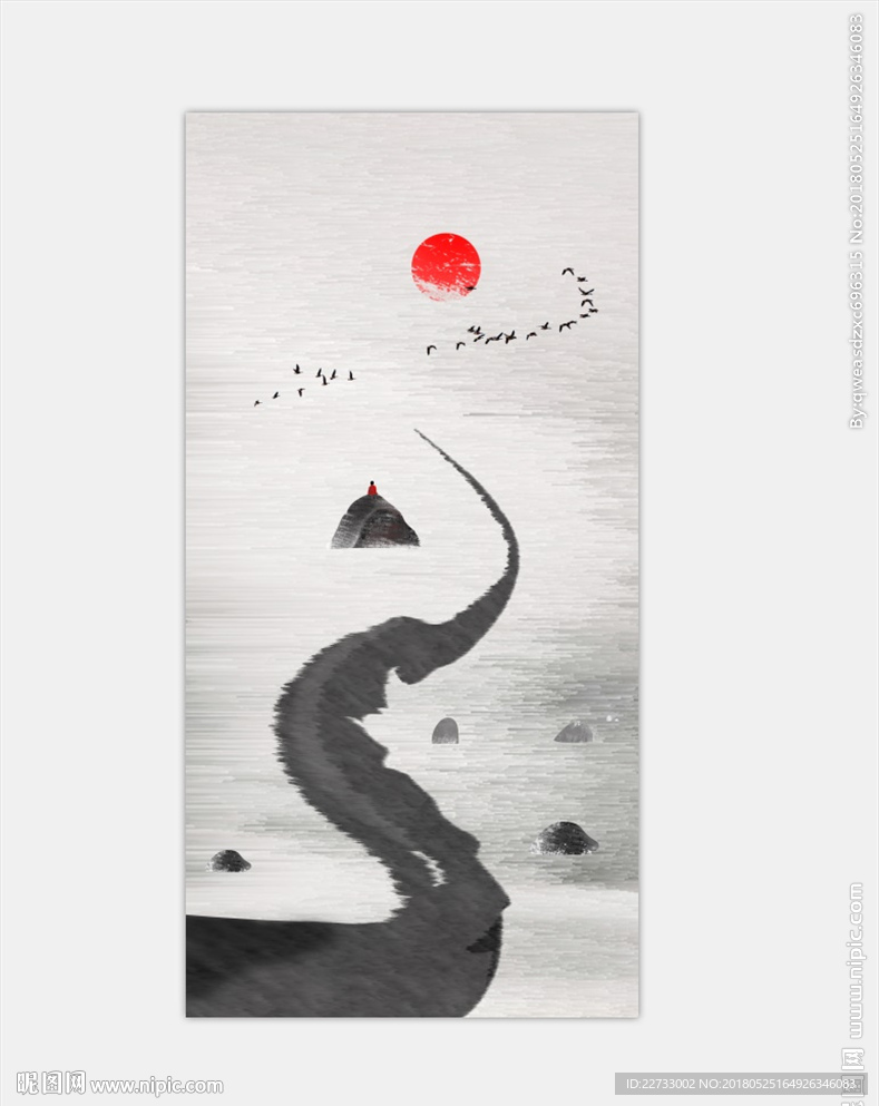 新中式水墨风禅意玄关装饰画