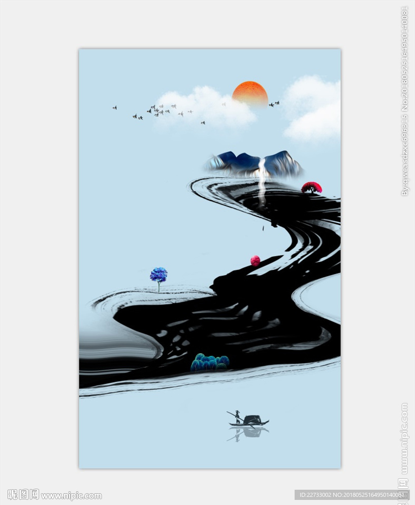 新中式水墨风玄关装饰画