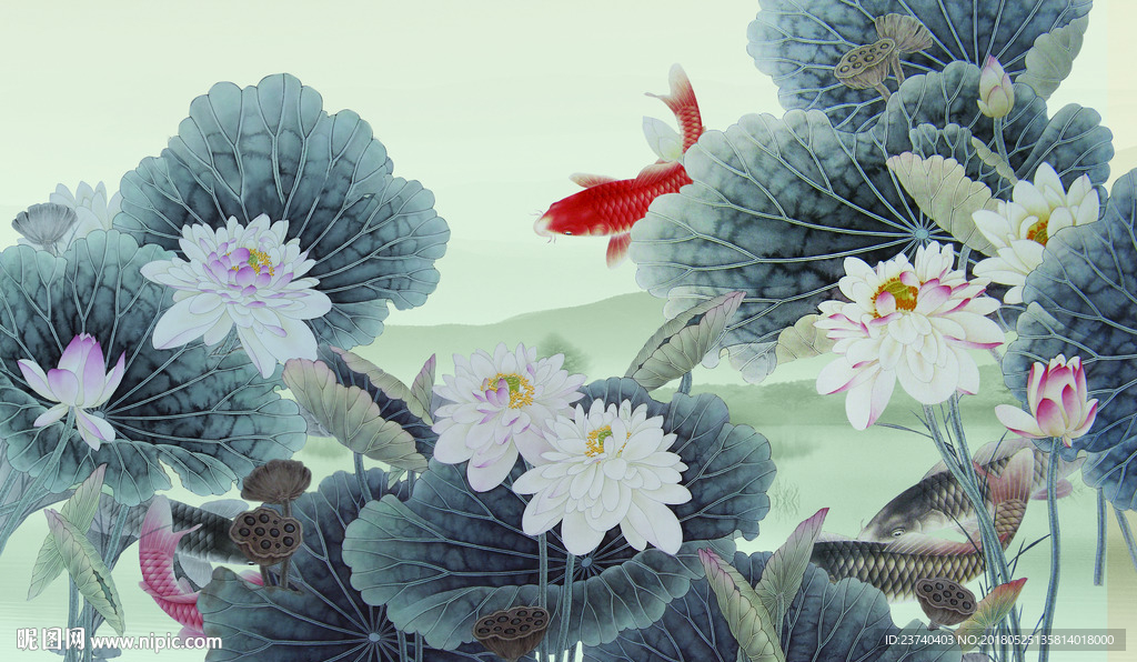 荷花背景墙