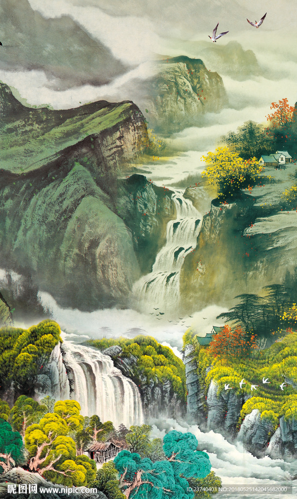 山水国画玄关