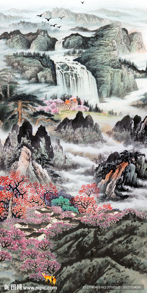 山水国画玄关