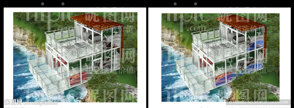海景玻璃透明别墅效果图