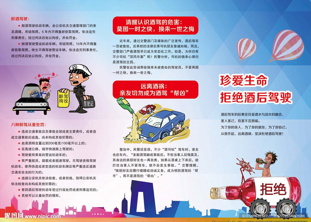 珍爱生命 拒绝酒后驾驶宣传折页