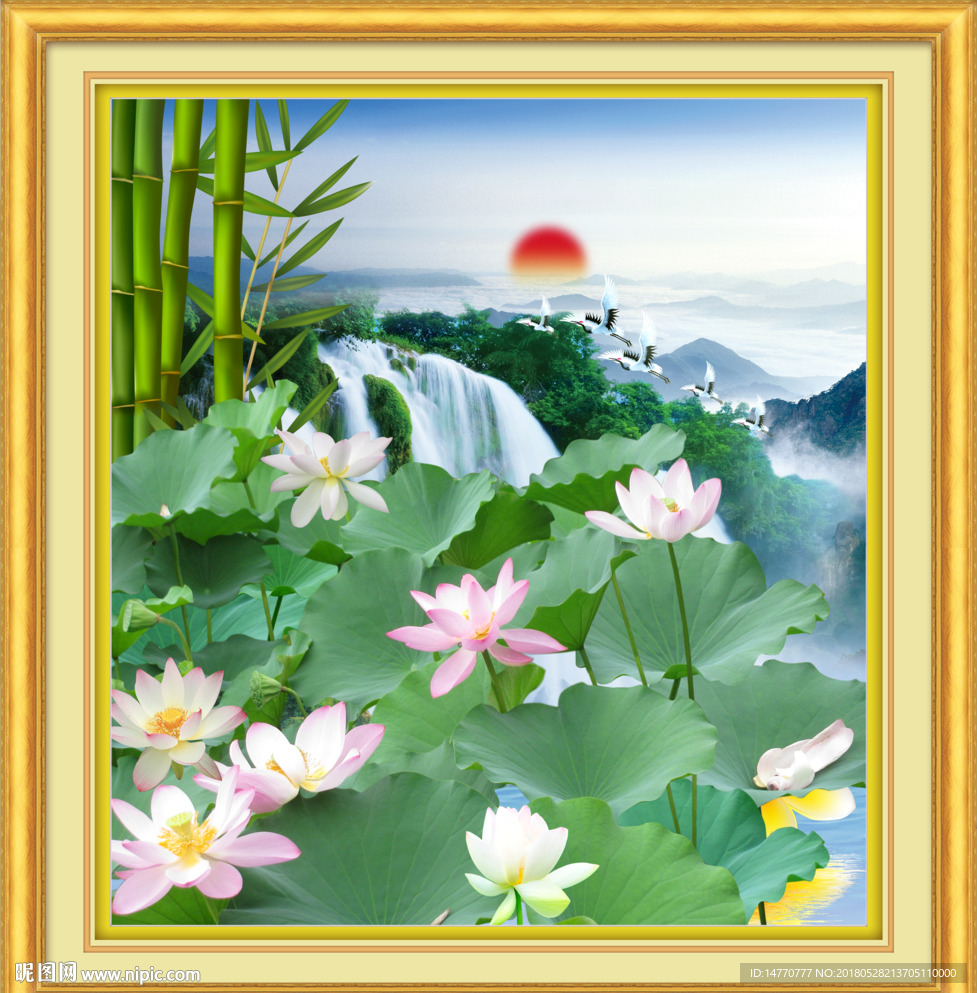 荷花山水风景