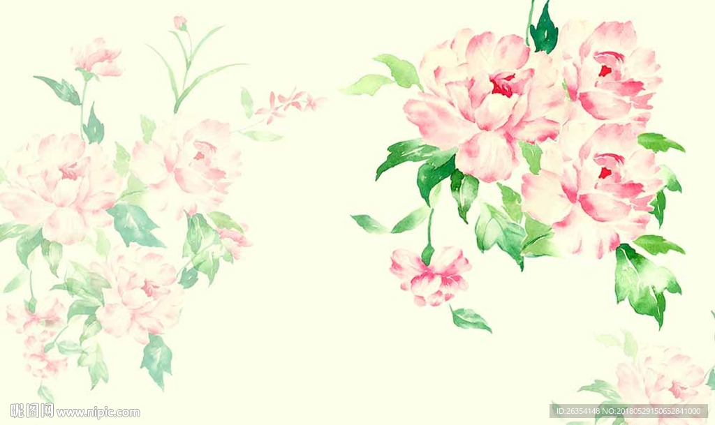 手绘水彩牡丹花背景