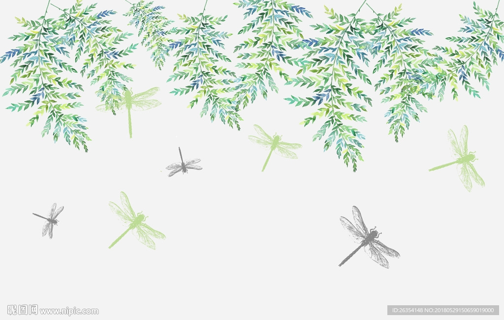 树叶蜻蜓背景图片