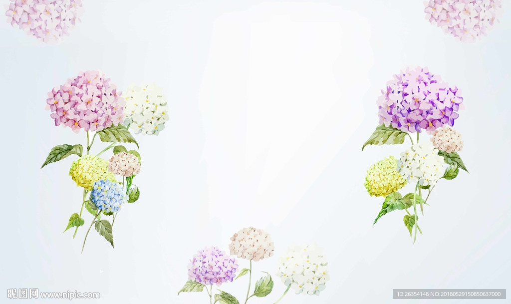 水彩绣球花背景图片