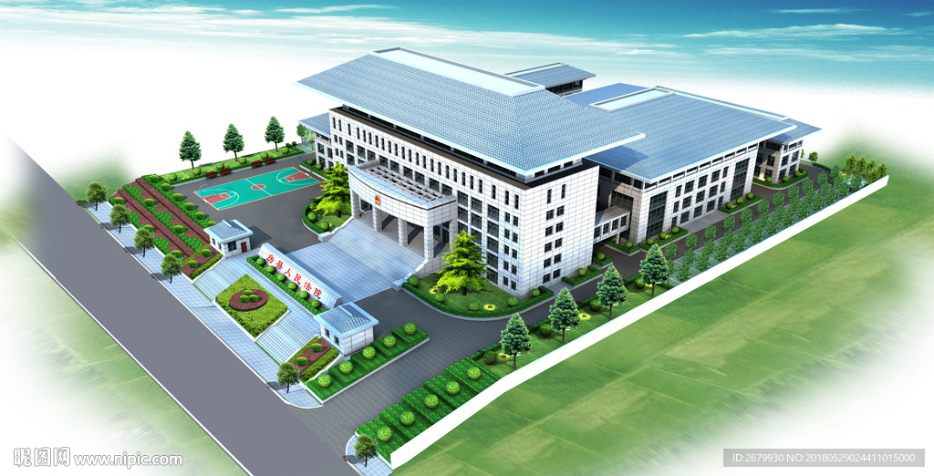 某一法院办公区建筑景观效果图