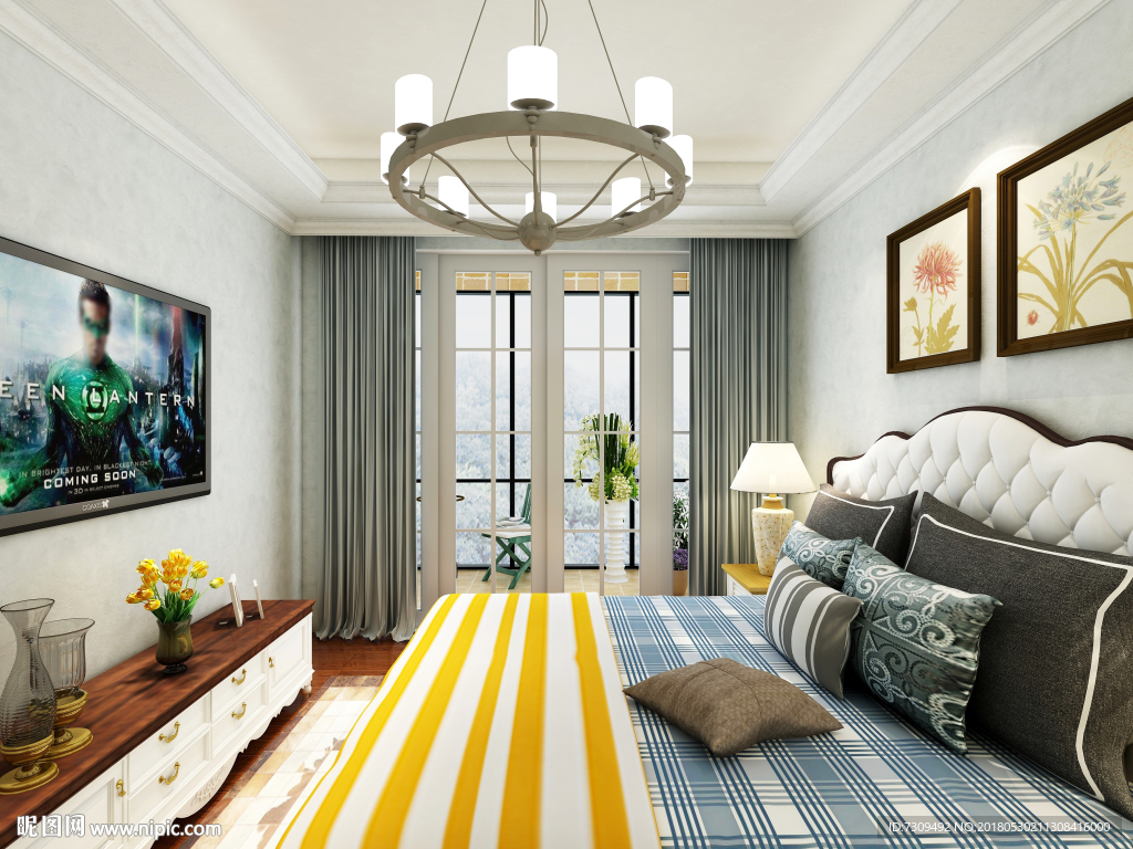 地中海风格卧室装修效果图