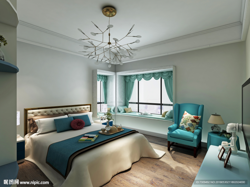 地中海风格家居卧室装修效果图