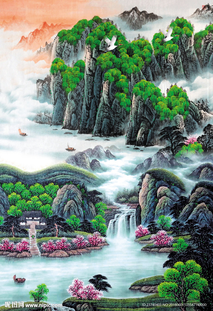 山水国画玄关