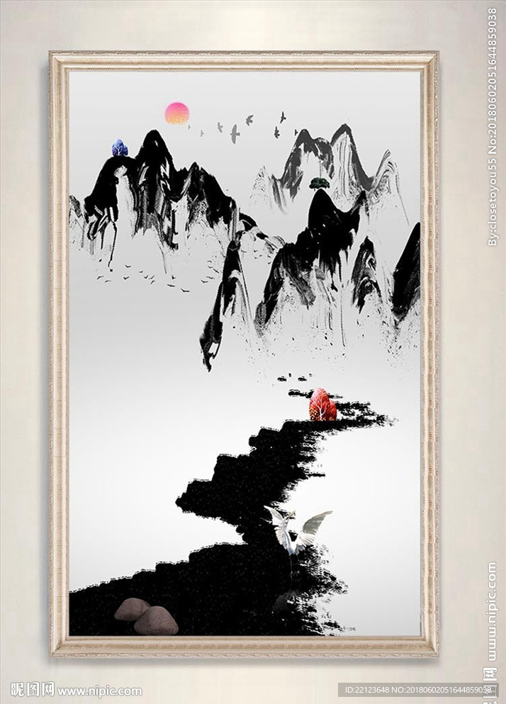 新中式水墨风山水画装饰画