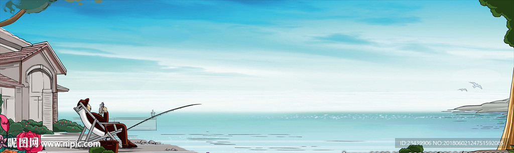 原创 地产 手绘 先生湖边垂钓