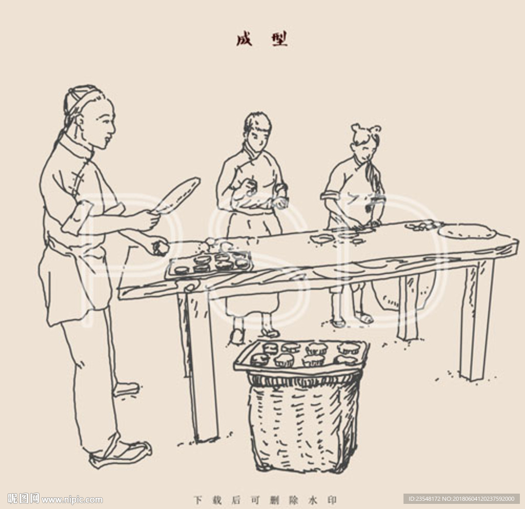 传统月饼制作流程 成型