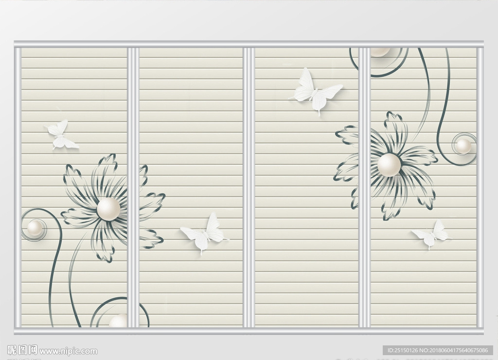 现代简约抽象花蝴蝶移门