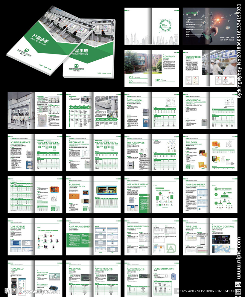 绿色企业宣传画册id设计模板