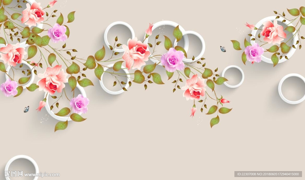 3D梦幻玫瑰花朵
