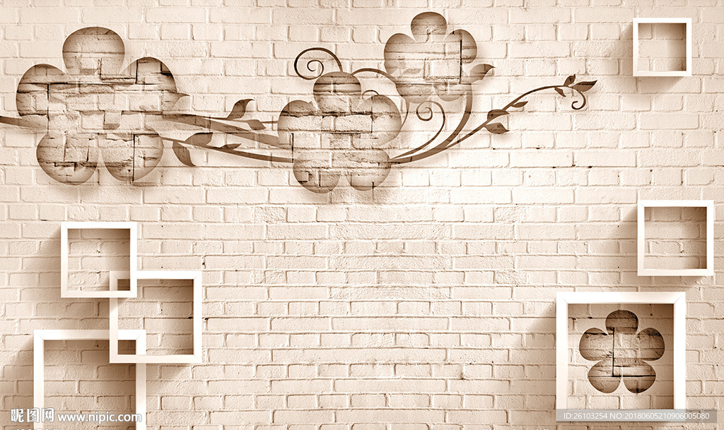 简约花卉框框文化墙电视背景墙