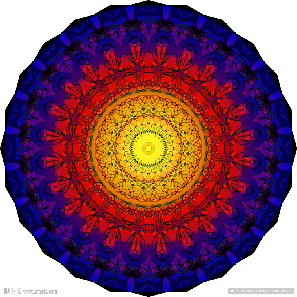 万花筒 圆画 色彩 抽象 线条