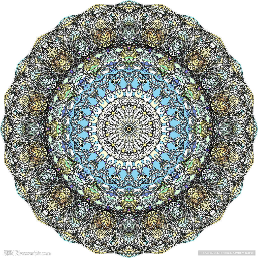 万花筒 圆画 灰色 抽象 线条