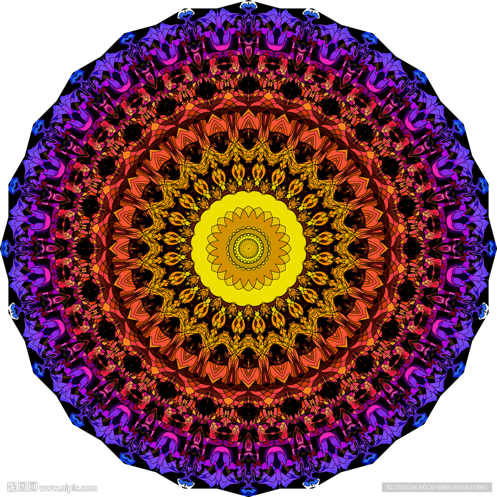万花筒 圆画 紫色 抽象 线条
