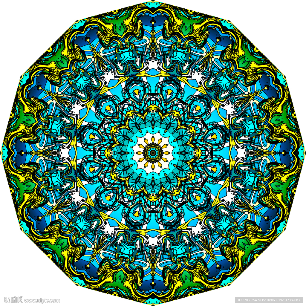 万花筒 圆画 色彩 抽象 蓝色