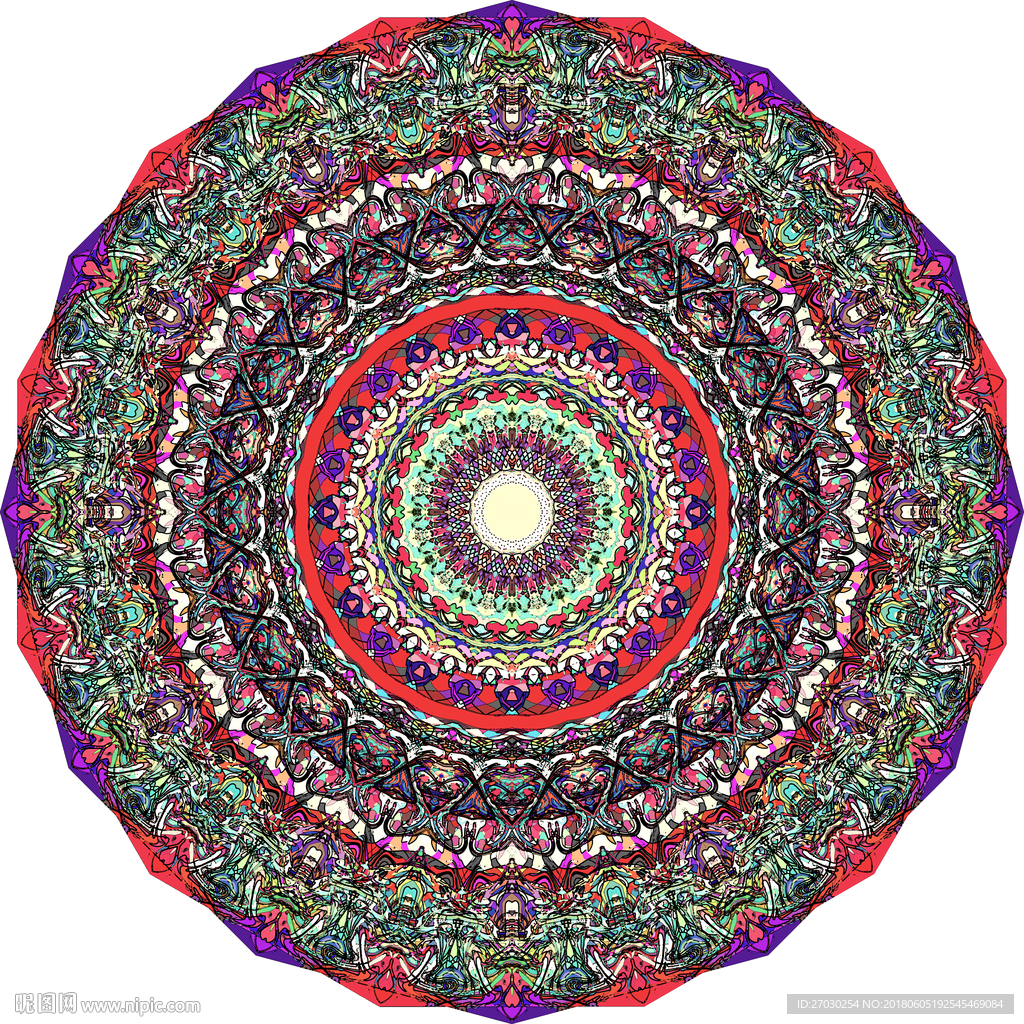 万花筒 圆画 色彩 抽象 红色