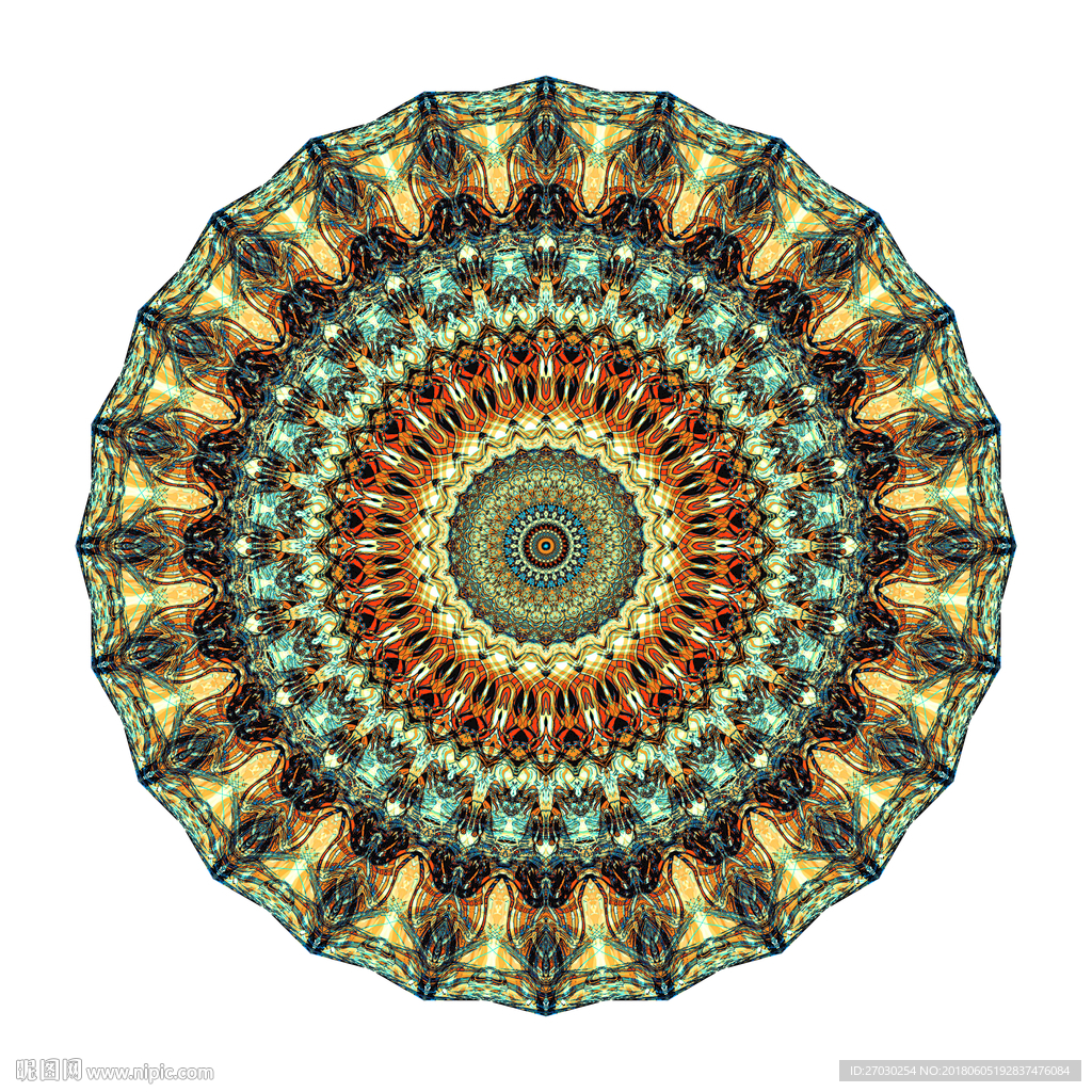 万花筒 圆画 色彩 抽象 金色