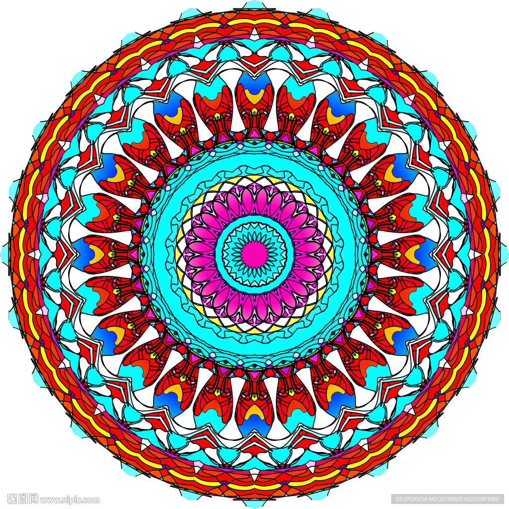 万花筒 圆画 色彩 抽象 红色