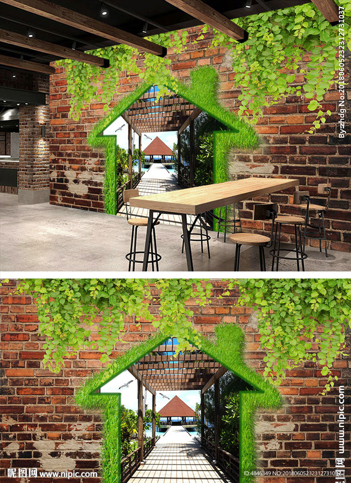 3D风景走道工装背景墙