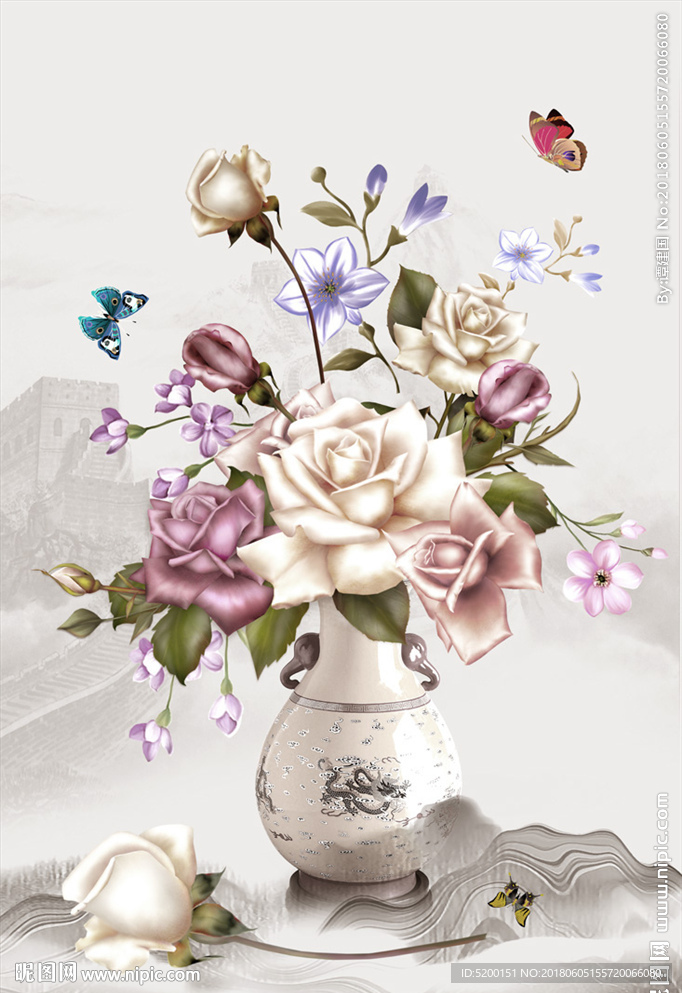 中国风玫瑰花