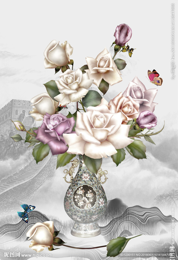 中国风玫瑰花